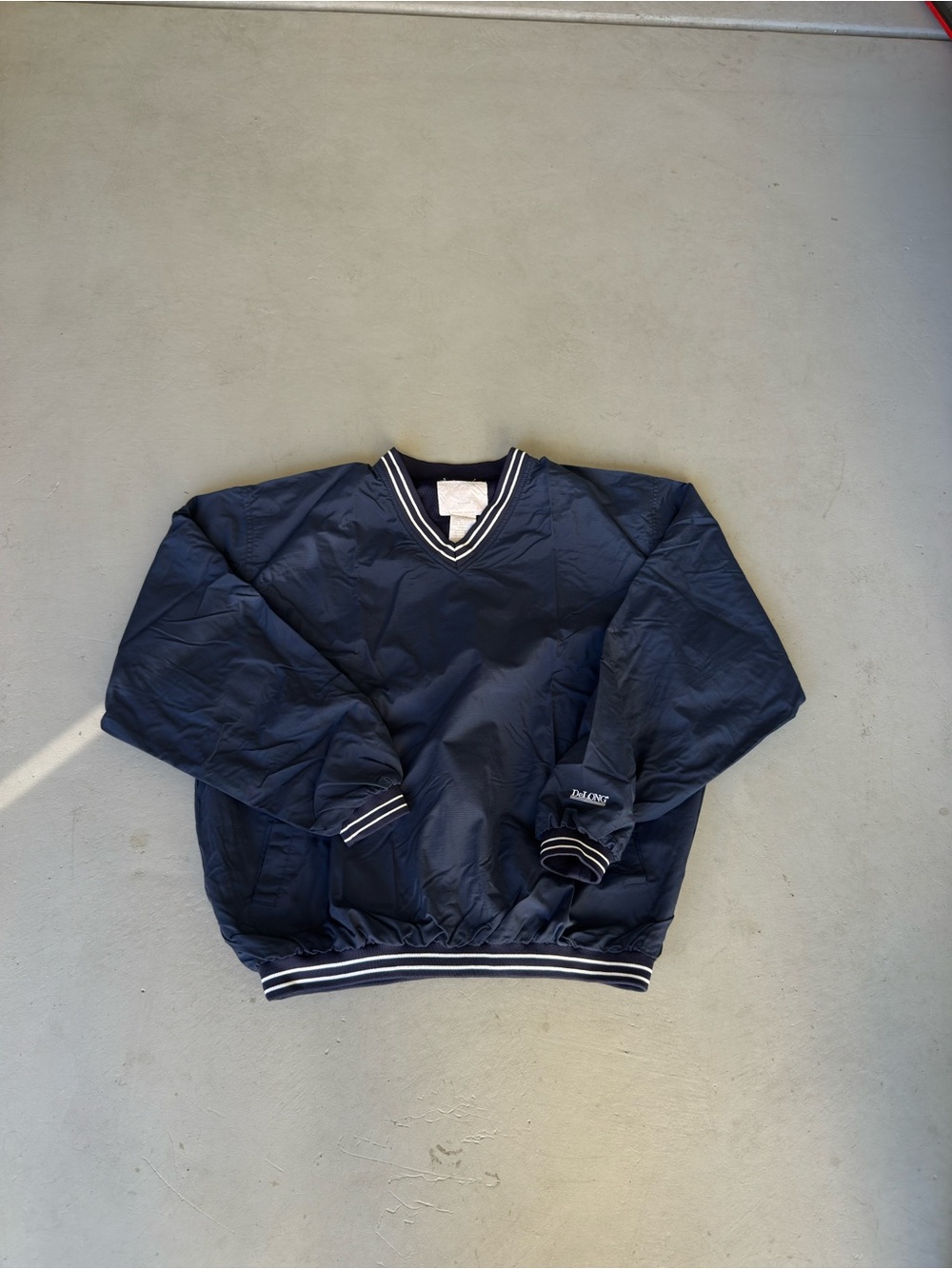 Vintage Navy V-Neck Pullover Windbreaker Jacket